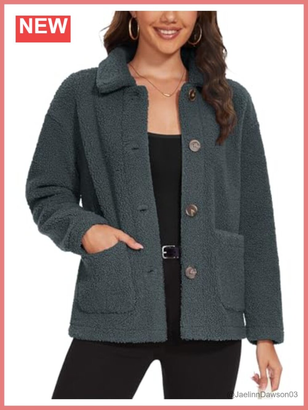 Sherpa Fleece Jacket Fuzzy Warm Winter Button Down Coat Long Sleeve